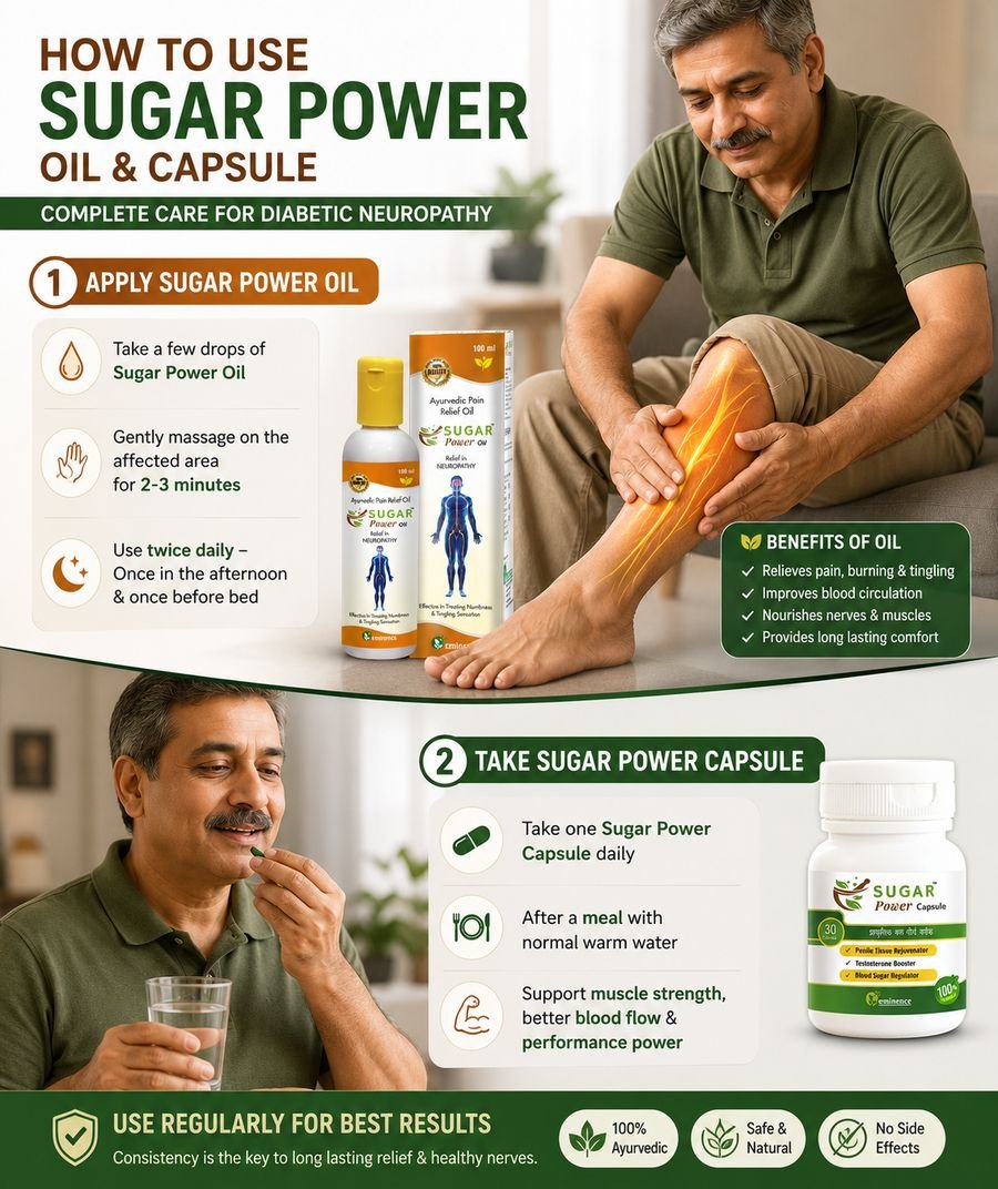 Sugar Power Oil and Capsule combo pack for diabetic neuropathy relief